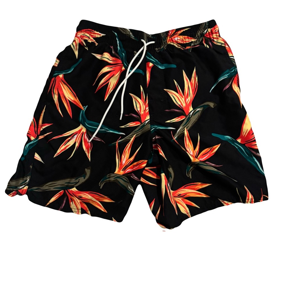 Men's Tropical Black fully lined Swim Shorts size small